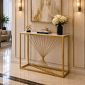 Luxury Marble Wall Console Table In Sleek Golden Rods Design