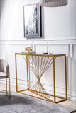 Console Table In Sleek Golden Rods Design