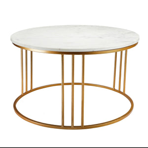 Marble White Matte Finish Metal Center Table