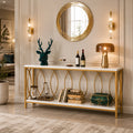 Luxury Style White Faux Marble Two Tier Console Table