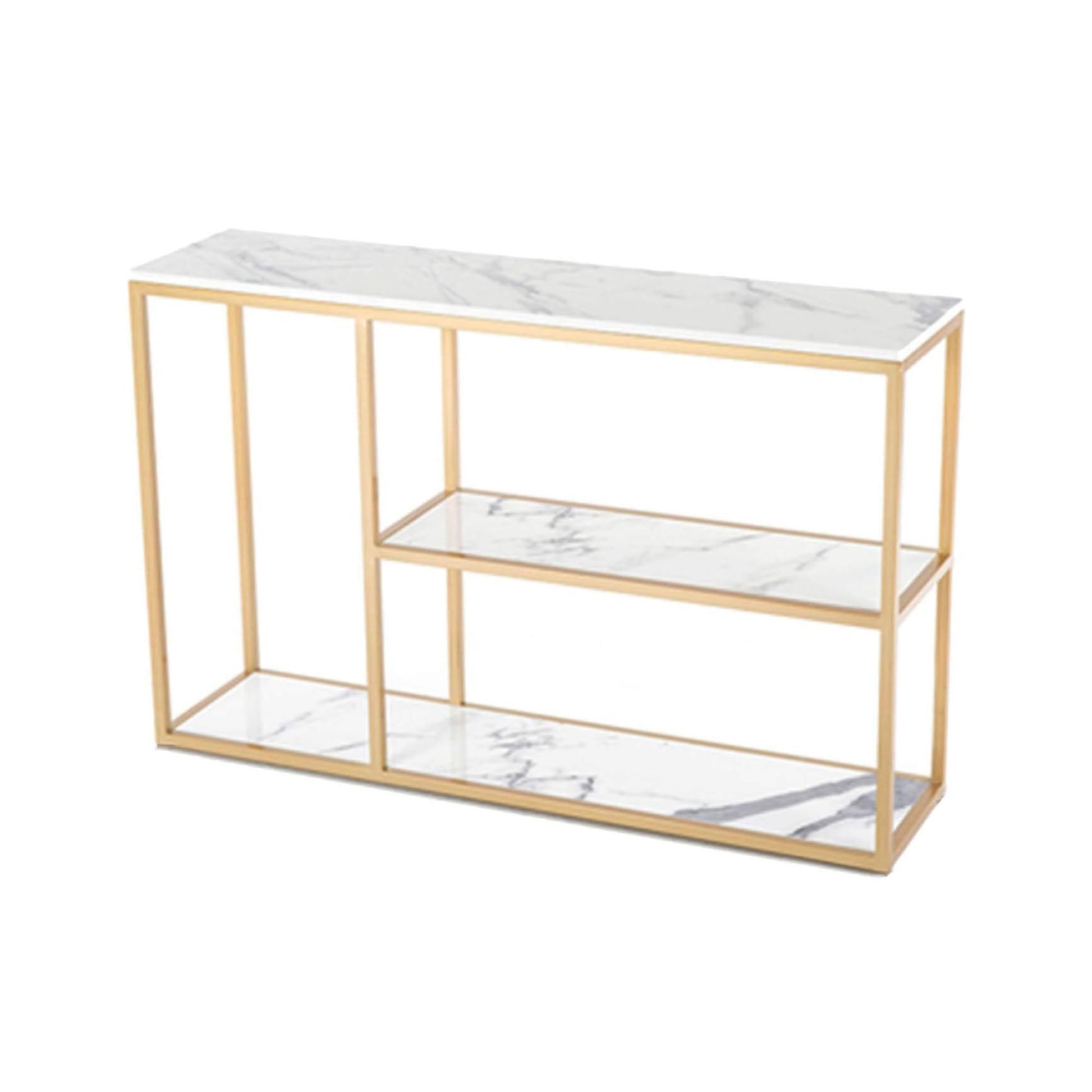 Luxury White Faux Marble Golden Finish Console Table