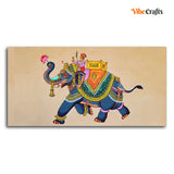 Madhubani Art Elephant Premium Canvas Wall Painting
