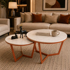 Metallic Nesting Center Tables of Copper Luxe Base Set of 2