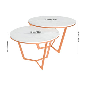 Metallic Nesting Center Tables of Copper Luxe Base Set of 2