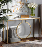 Home Decor Metallic Ring Console Table with White Marble Table Top