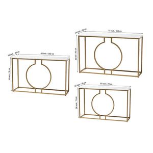 Metallic Ring Console Table with White Marble Table Top