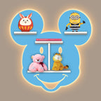 Mickey Mouse Face Shape Wooden LED Light Wall Shelf for Kids