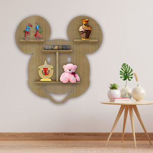 Mickey Mouse Face Shape Wooden LED Light Wall Shelf