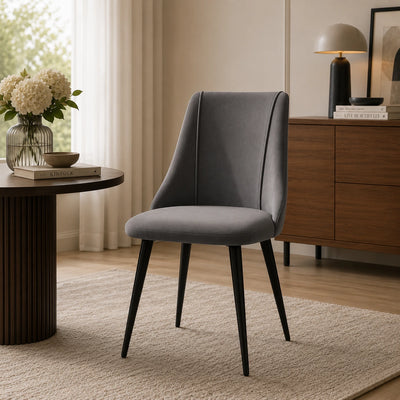 Minimalist Design Grey Velvet Dining Chair