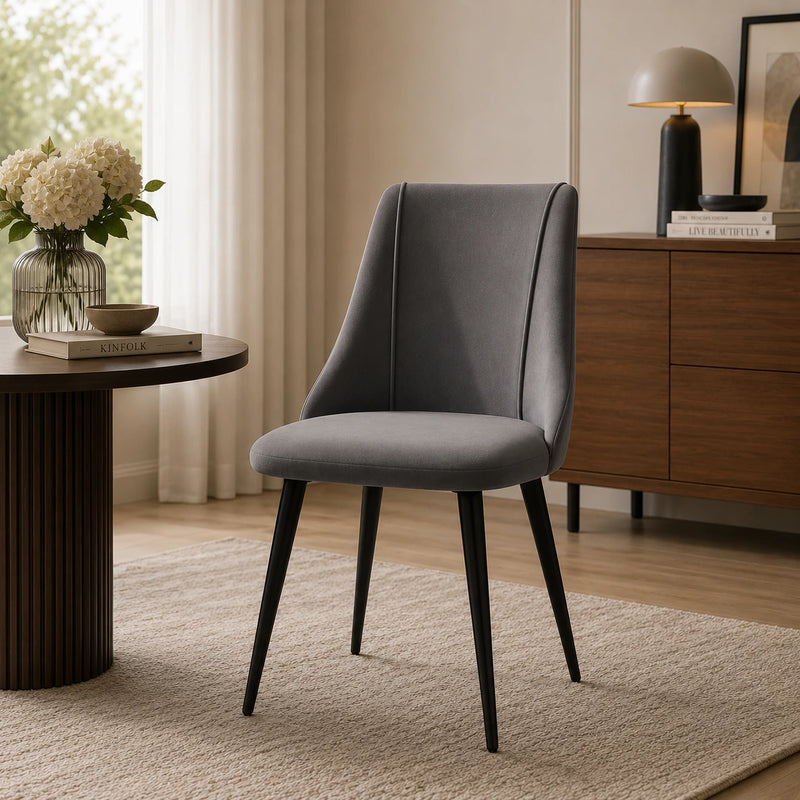 Minimalist Design Grey Velvet Dining Chair