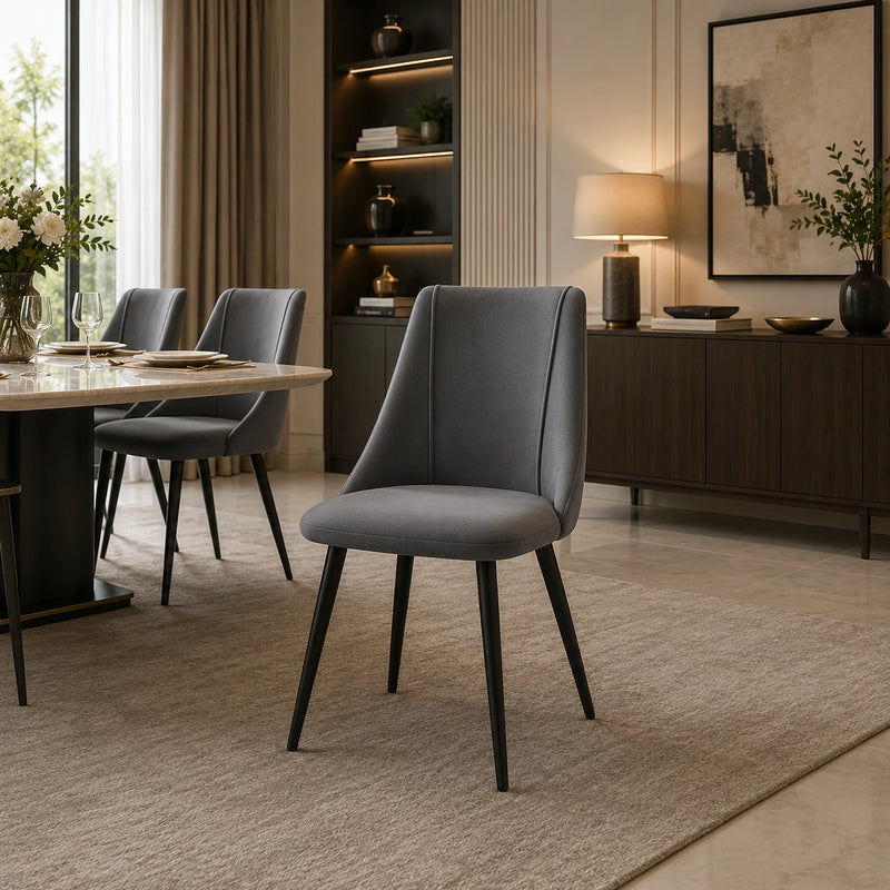 Minimalist Design Grey Velvet Dining Chair