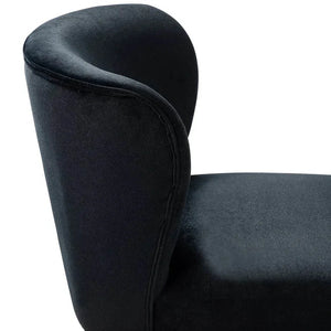 Minimalist Design Jet Black Velvet Lounge Chairs Set Of 2