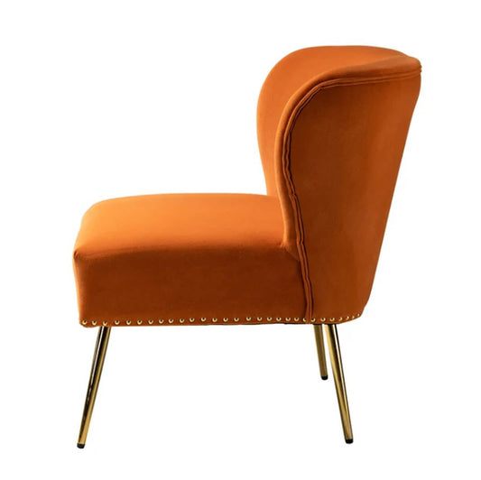  Orange Velvet Lounge Chairs Set Of 2