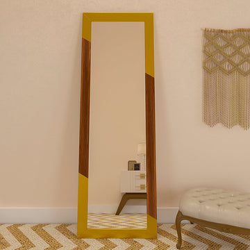 Minimalist Floor Mirror with Golden Edge