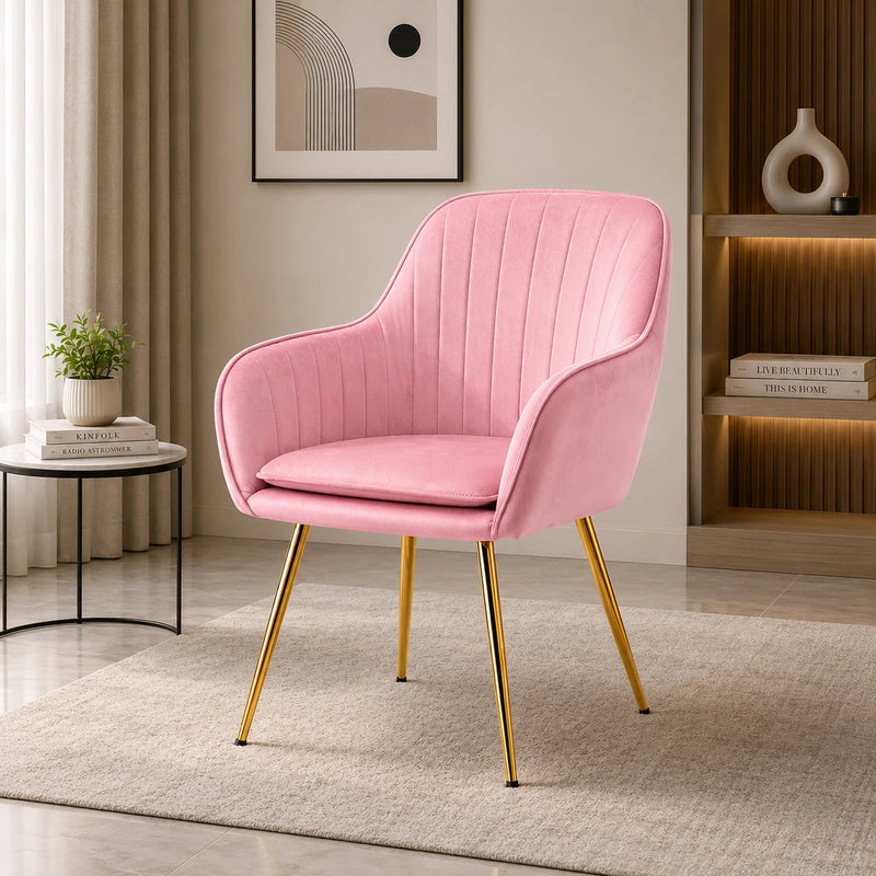 Minimalist High Tufted Back Luxury Baby Pink Sofa Lounge Chair