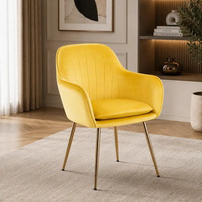 Minimalist High Tufted Back Luxury Yellow Sofa Lounge Chair