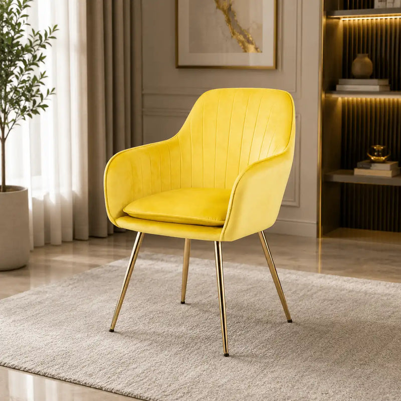 Minimalist High Tufted Back Luxury Yellow Sofa Lounge Chair