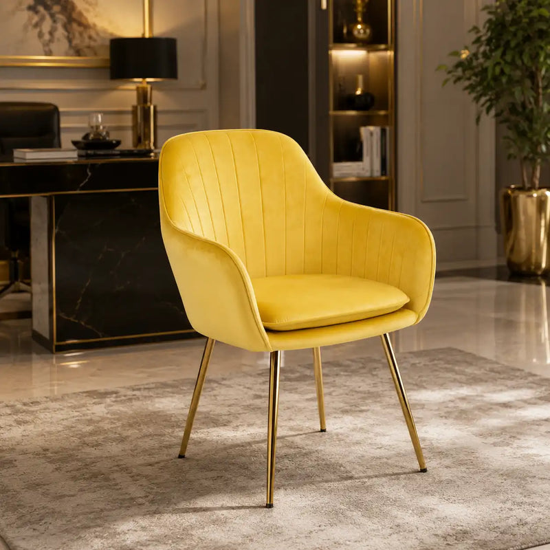 Minimalist High Tufted Back Luxury Yellow Sofa Lounge Chair