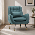 Minimalist Olive Green Thick Padded Velvet Sofa Lounge Chair with Cushion
