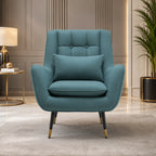 Minimalist Olive Green Thick Padded Velvet Sofa Lounge Chair with Cushion