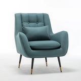 Green Thick Padded Velvet Sofa Lounge Chair with Cushion