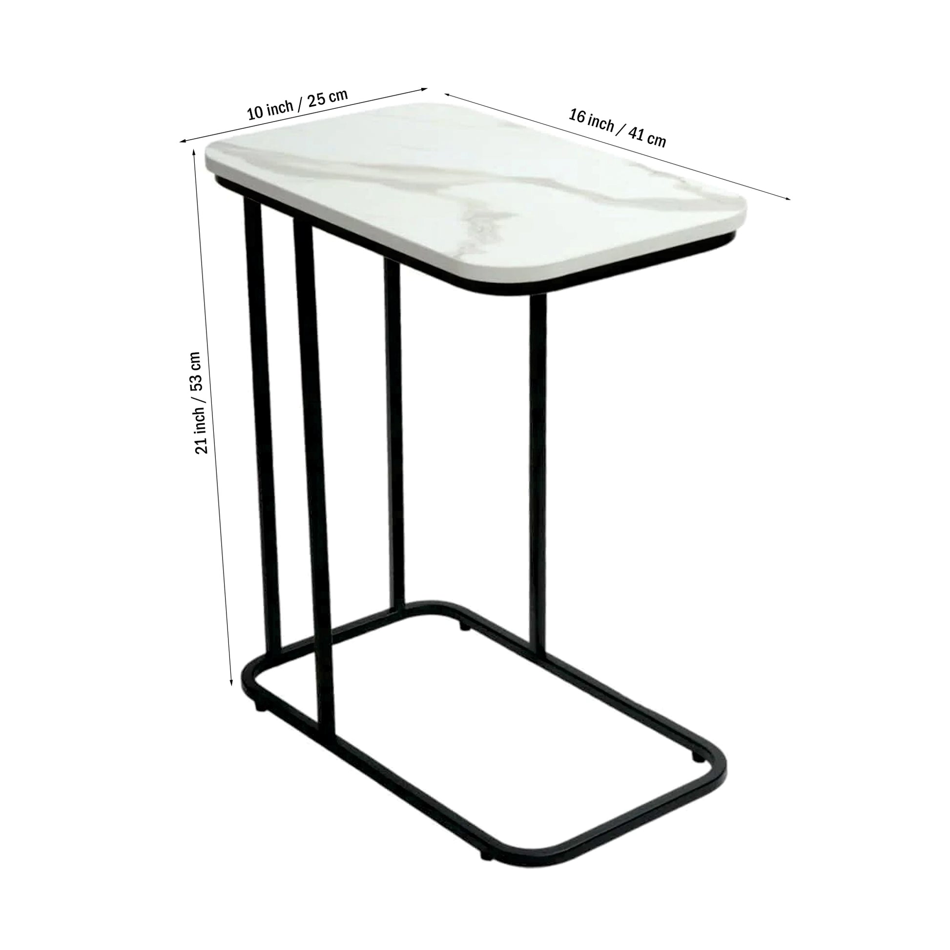 Minimalist Stylish Artistic Designer Side Table with Black Metal Finish