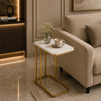 Minimalist Stylish Artistic Designer Side Table with Golden Metal Finish