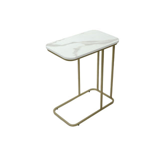 Minimalist Stylish Artistic Designer Side Table with Golden Metal Finish