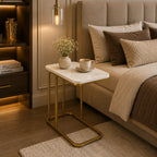 Minimalist Stylish Artistic Designer Side Table with Golden Metal Finish