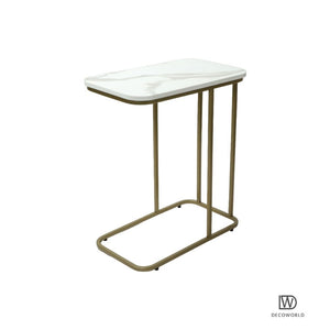 Minimalist Stylish Artistic Designer Side Table with Golden Metal Finish