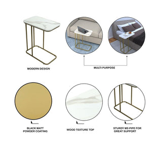 Minimalist Stylish Artistic Designer Side Table with Golden Metal Finish