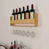 Wall Mounted Mini Bar Shelf in Light Oak Finish