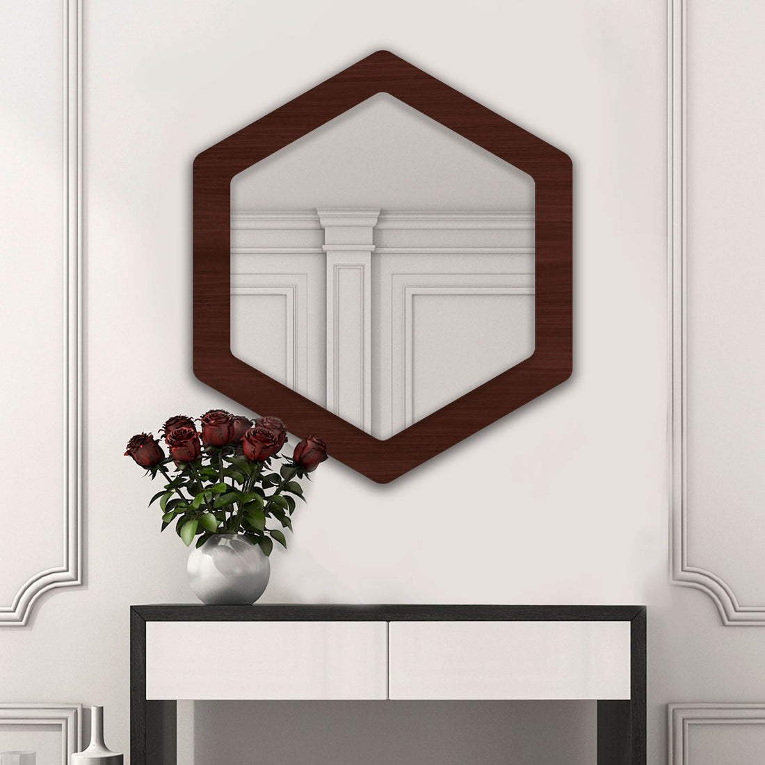 Minimalistic Geometrical Shape Wooden Wall Mirror