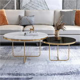 Modern Black & White Round Shaped Nesting Coffee Table Set of 2 for home decor