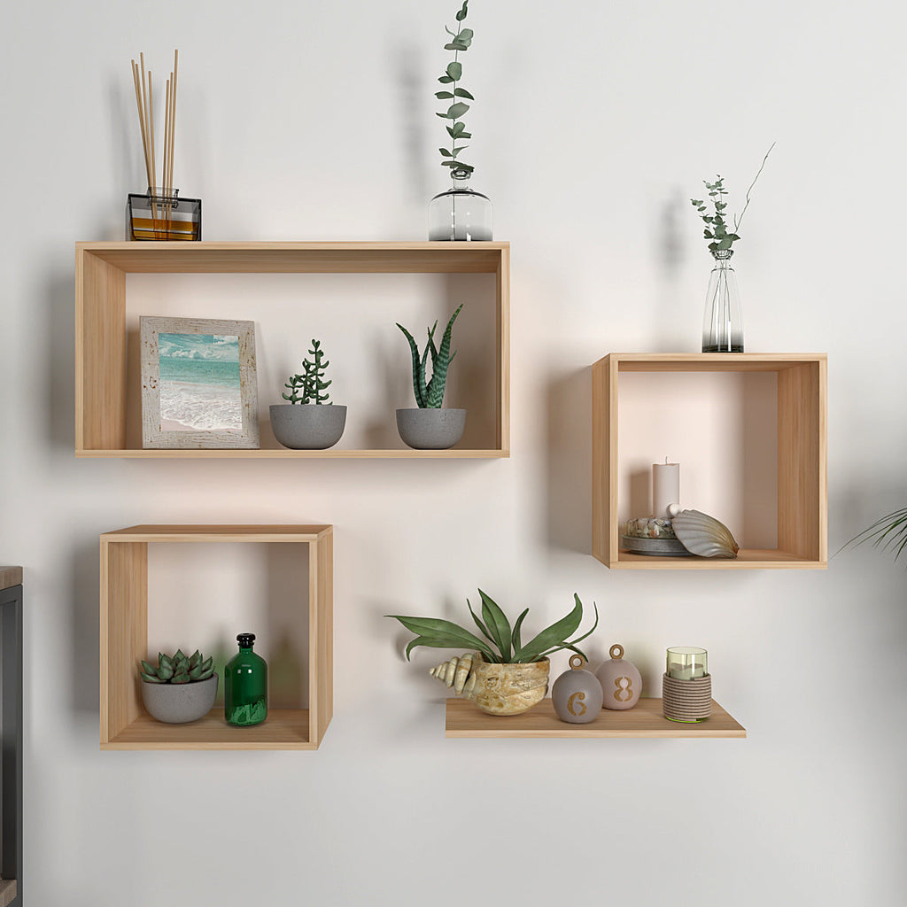 Modern Classic Four Wall Shelved Organizer with Light Oak Finish