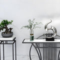 Modern Contemporary White Marble Black Console Table