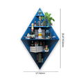 Modern Decorative Diamond Shaped Corner Shelves with Blue Finish