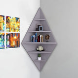 Modern Decorative Diamond Shaped Corner Shelves with Grey Finish