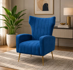 Modern Dense Foam Comfortable Luxurious Blue Sofa Lounge Chair