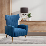 Modern Dense Foam Comfortable Luxurious Blue Sofa Lounge Chair