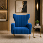 Modern Dense Foam Comfortable Luxurious Blue Sofa Lounge Chair