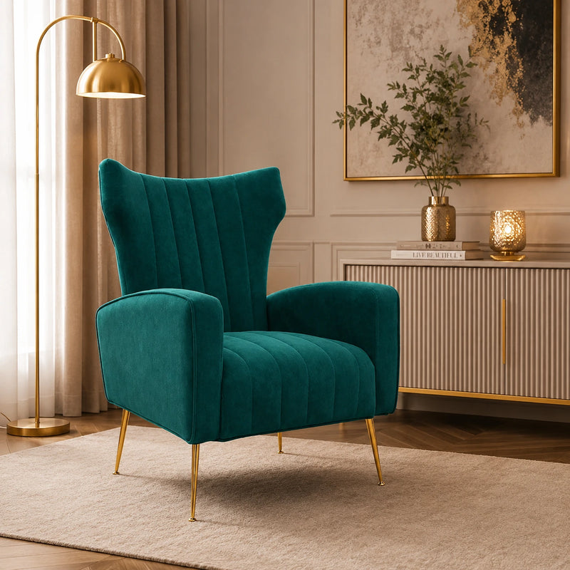 Modern Dense Foam Comfortable Luxurious Green Sofa Lounge Chair