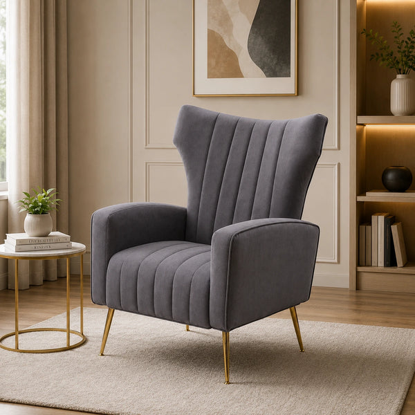 Modern Dense Foam Comfortable Luxurious Grey Sofa Lounge Chair