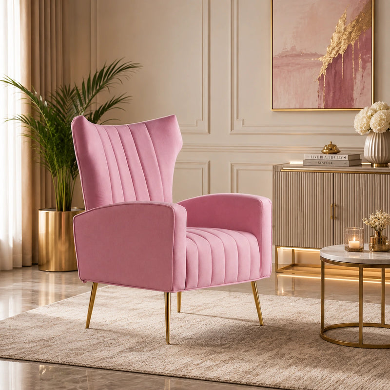 Modern Dense Foam Comfortable Luxurious Pink Sofa Lounge Chair