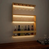 Backlit MDF Bar Wall Shelf / Mini Bar Shelf in Light Oak Finish