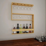 MDF Bar Wall Shelf / Mini Bar Shelf in Light Oak Finish