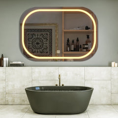 Modern Design LED Curved Rectangle Bathroom Mirror
