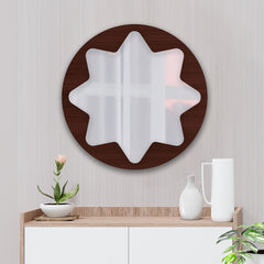 Modern Design Star Shape Wooden Wall Mirror