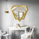 Modern Diamond Shape Vanity Mirror Wooden Golden Finish Frame
