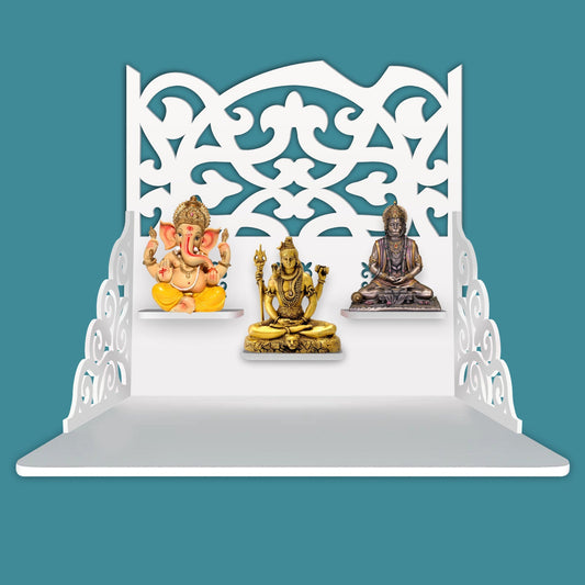 Pooja Mandir Design with Shelf, Brownn Color